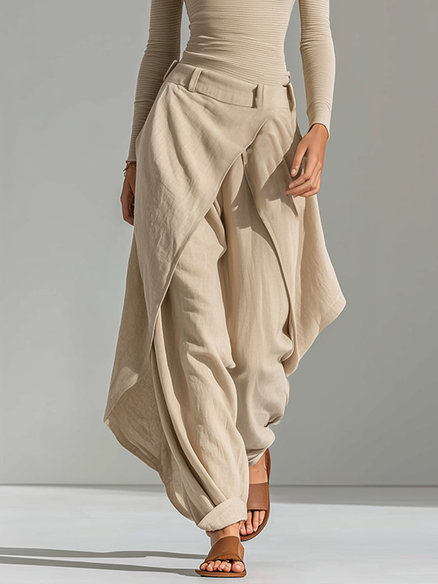 Delphine | Beiges Oberteil mit U-Boot-Ausschnitt und weiter Rüschenhose