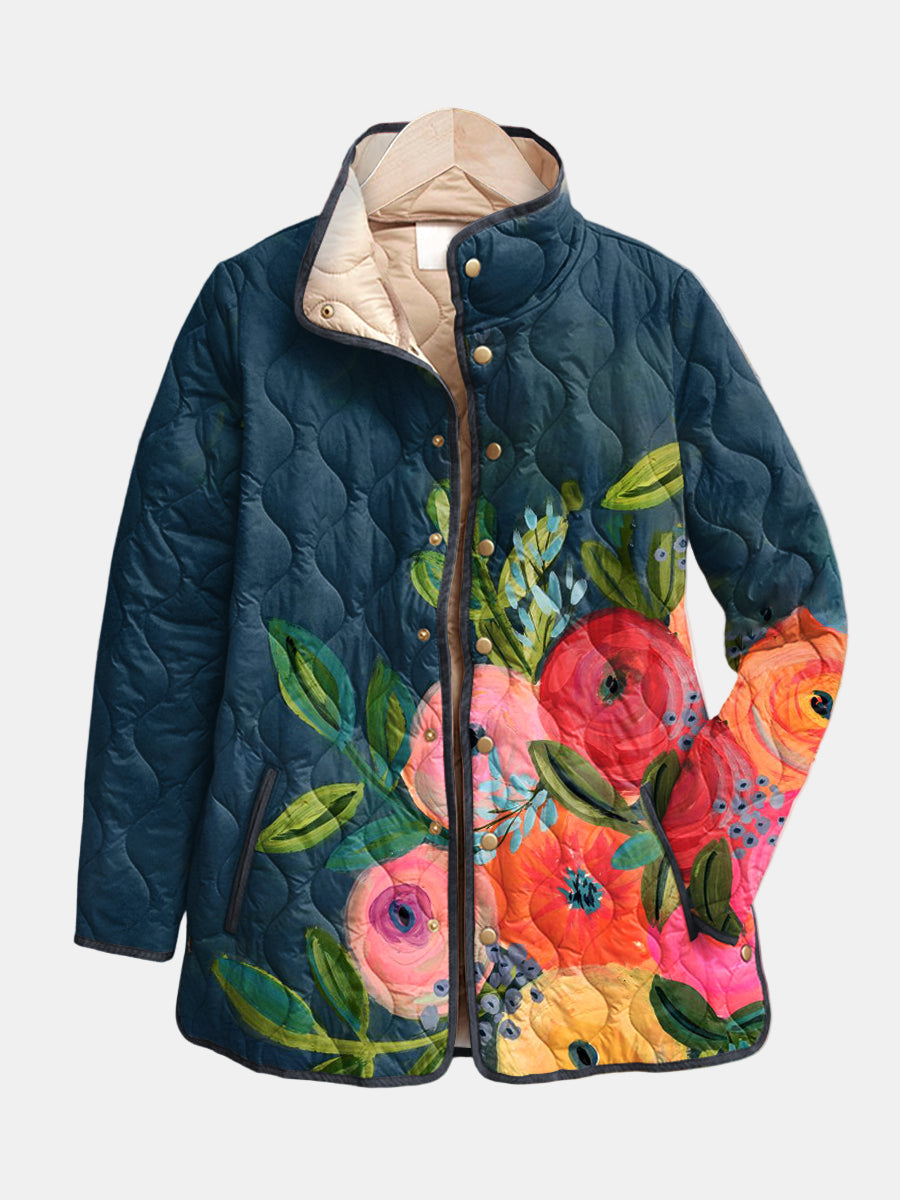 Amaya | Vintage-Steppjacke mit Blumenmuster