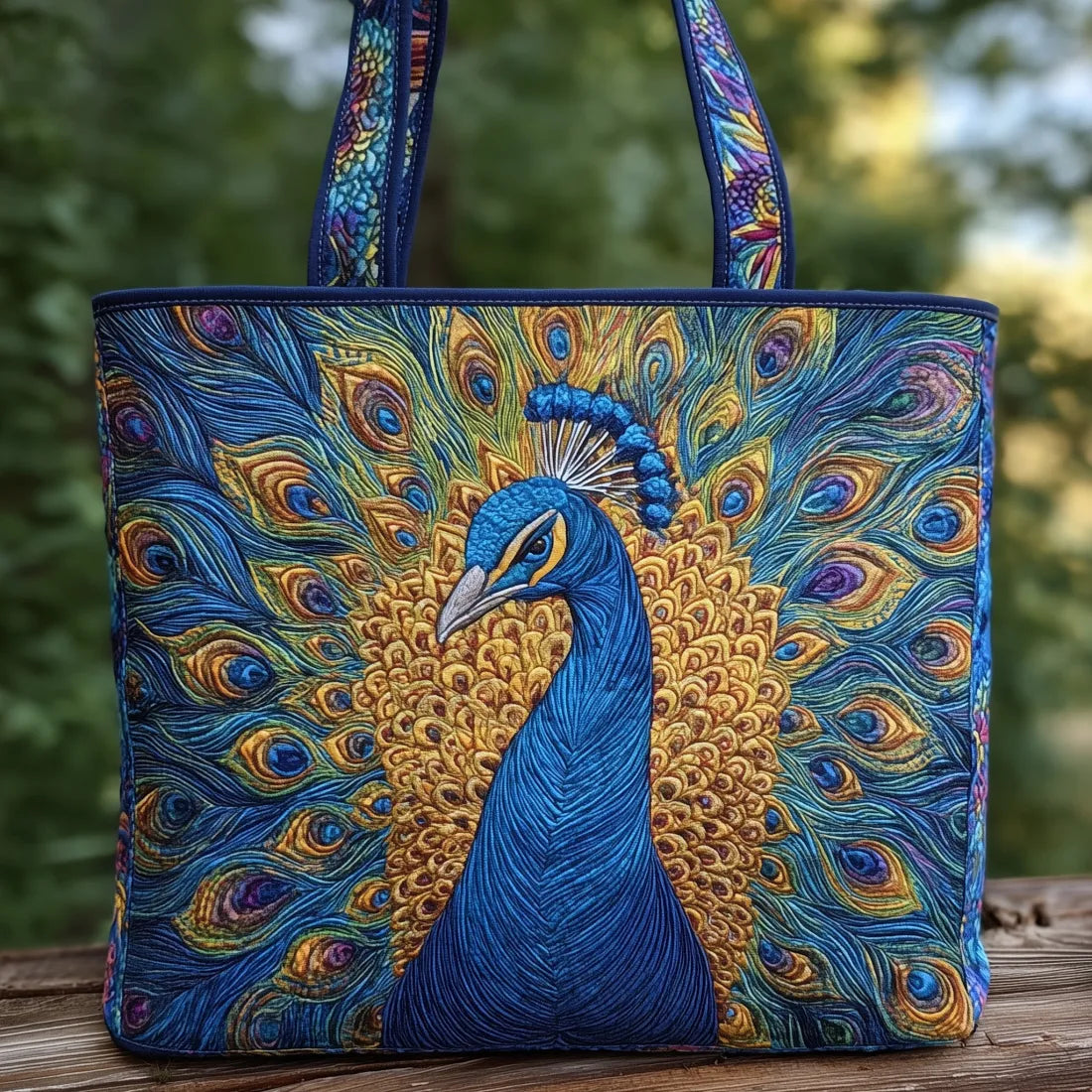 Echte Pfau-Quilt-Tasche