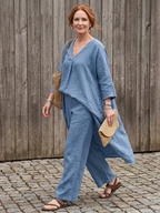 Onyx | Set aus locker sitzendem Tunika-Oberteil und Hose mit weitem Bein