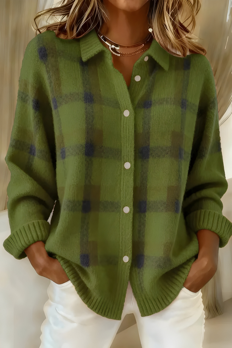 Johanna | Karierte Strickjacke mit Knöpfen