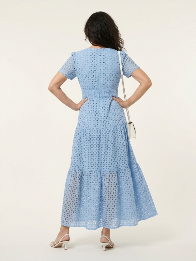 Brielle | V-Ausschnitt Kurzarm Schichtkleid Midi