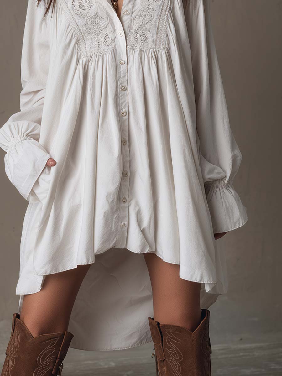 Lucia | Spitzen-Detail Hemdkleid