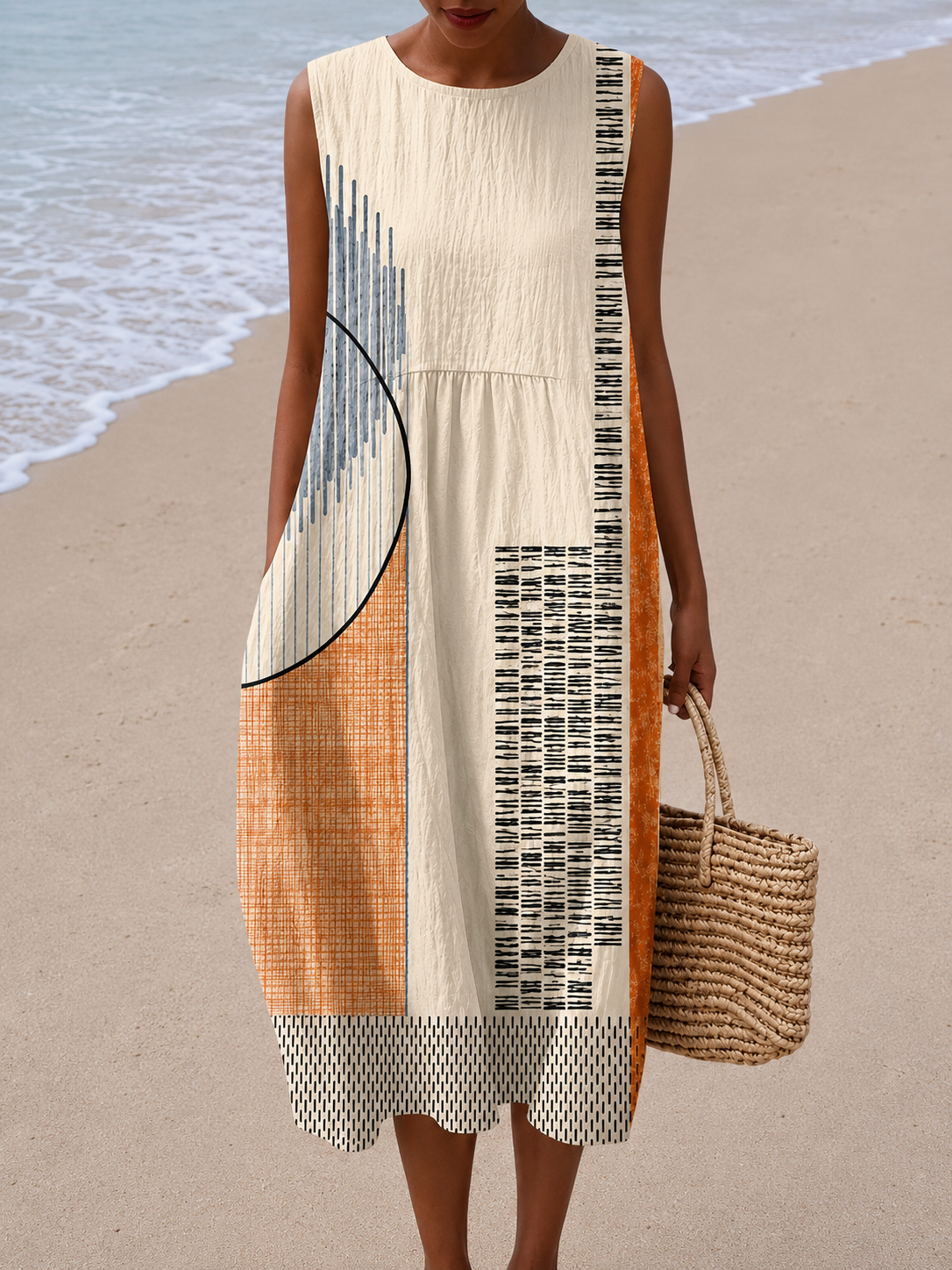 Amelia - Ärmelloses Midi-Kleid im entspannten Stil für Frauen