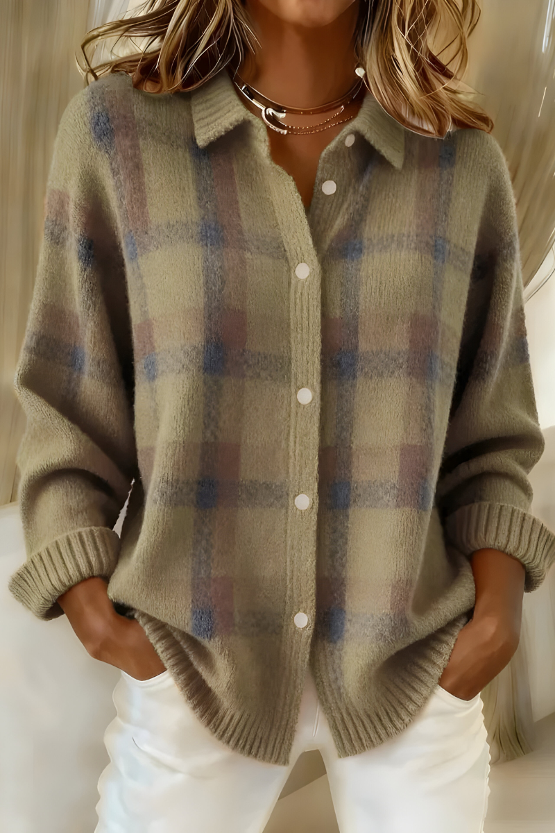Johanna | Karierte Strickjacke mit Knöpfen