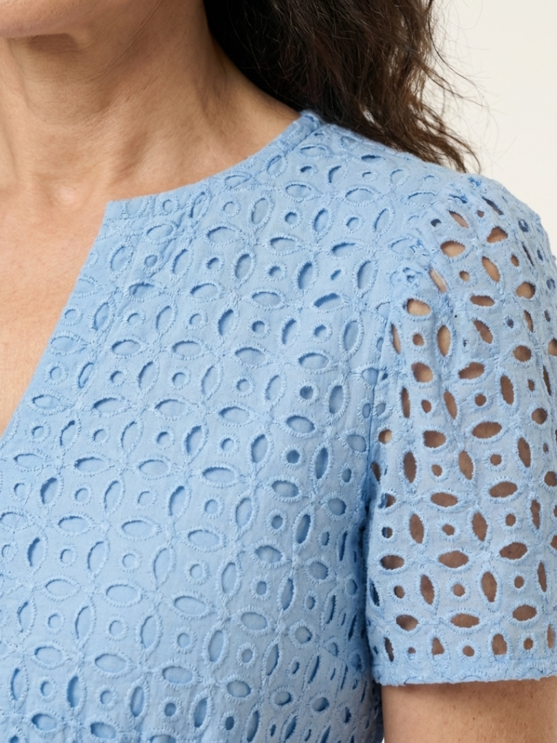 Brielle | V-Ausschnitt Kurzarm Schichtkleid Midi