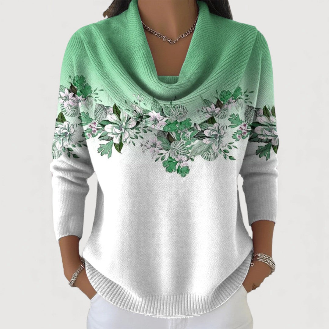 Klara | Floraler Rollkragenpullover