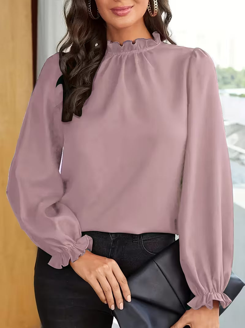 Lena | Bluse Mit Rüschenkragen Und Puffärmeln