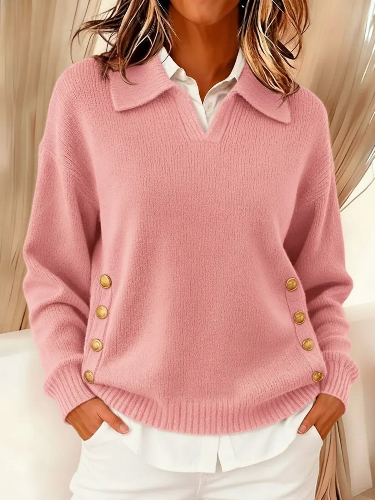 Vynette™ | V-Ausschnitt Pullover mit Kragen