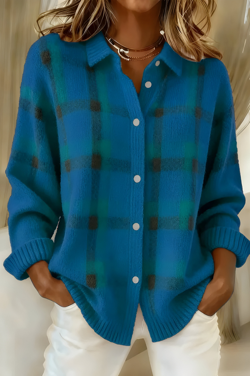 Johanna | Karierte Strickjacke mit Knöpfen