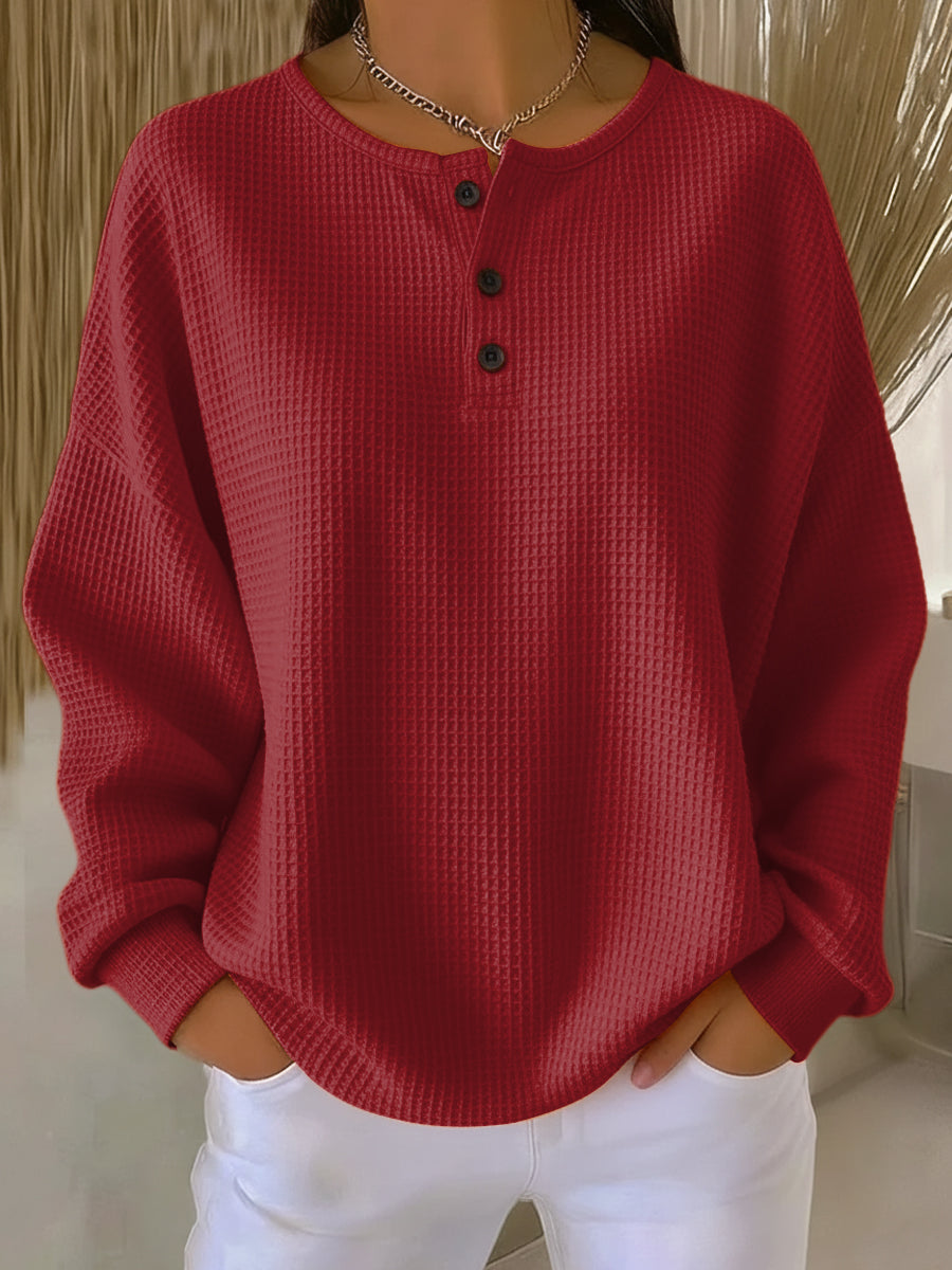Mirabel™ | Gemütlicher Waffel-Henley-Sweatshirt