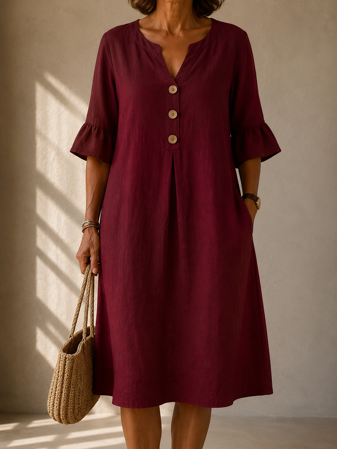 Helga | Knopfkleid mit Volantärmeln