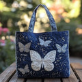 Silberne Schmetterling Stepp-Tasche