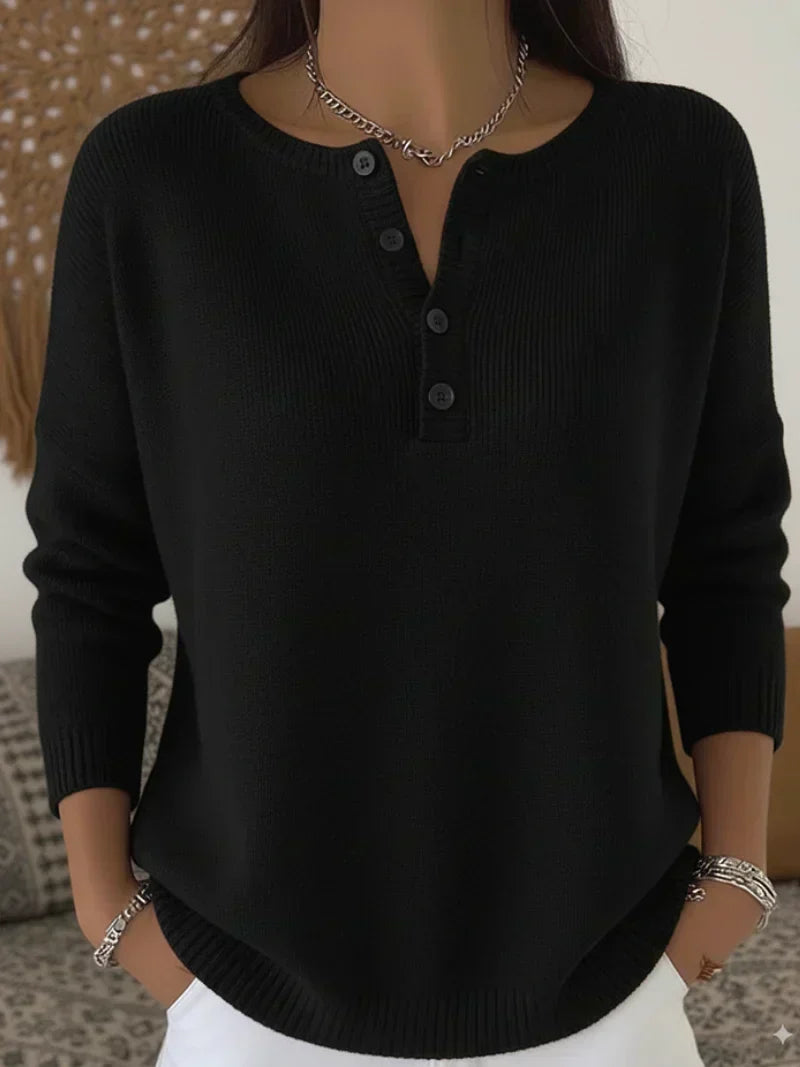 Helena™ | Henley Knopf-Oben Strickpullover