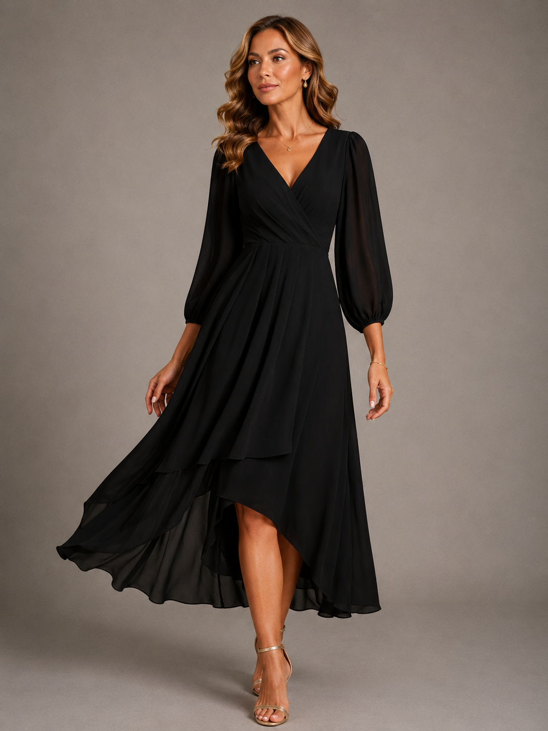 Mia™ | Elegantes V-Ausschnitt Langkleid