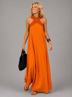 Velora™ | Cross Elegance Maxikleid