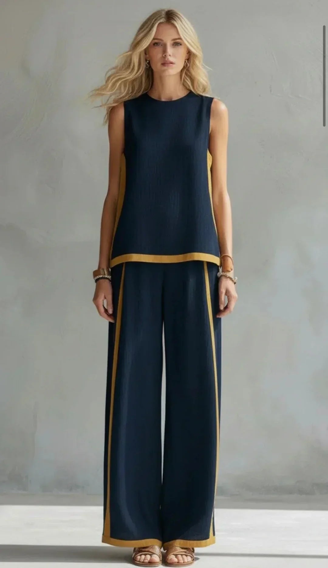 Ursula – Ensemble Weste und Hose im schick-lässigen Stil mit zweifarbigen Akzenten