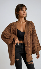 Oversize-Zopfstrick-Cardigan