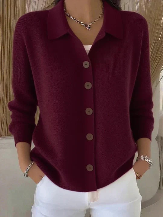 Josephine™ | Knopf-Front Kragen-Cardigan