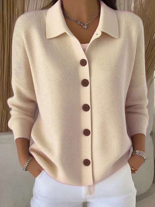 Josephine™ | Knopf-Front Kragen-Cardigan