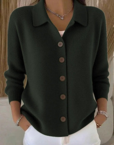 Josephine™ | Knopf-Front Kragen-Cardigan