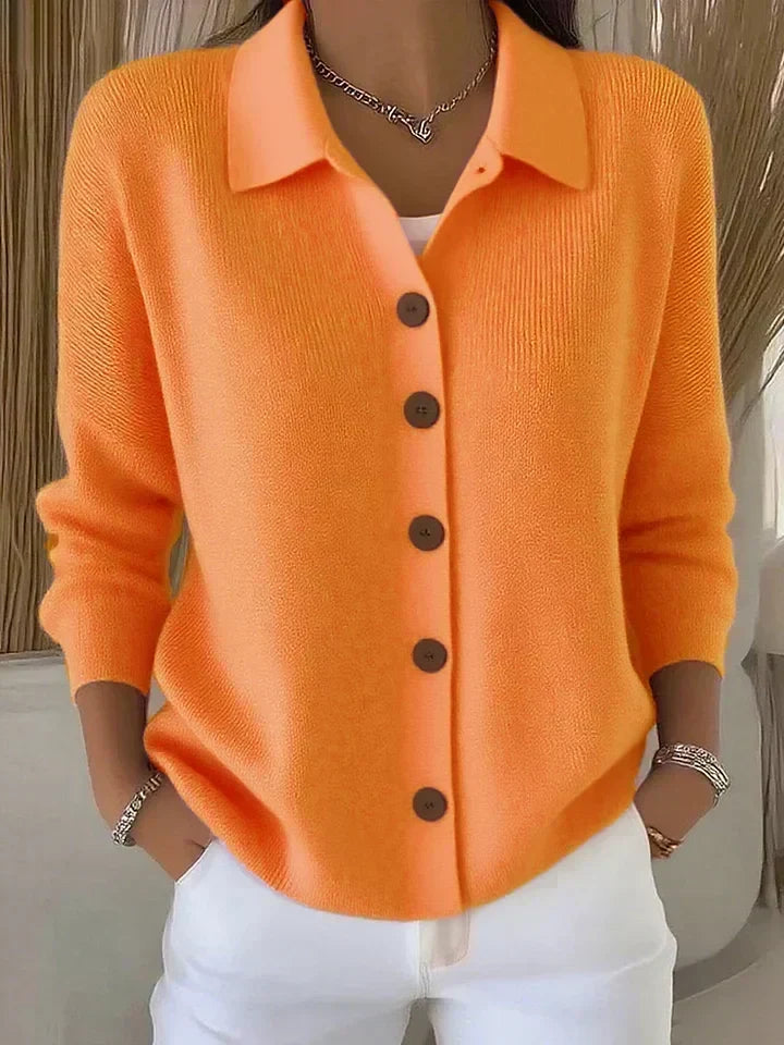Josephine™ | Knopf-Front Kragen-Cardigan