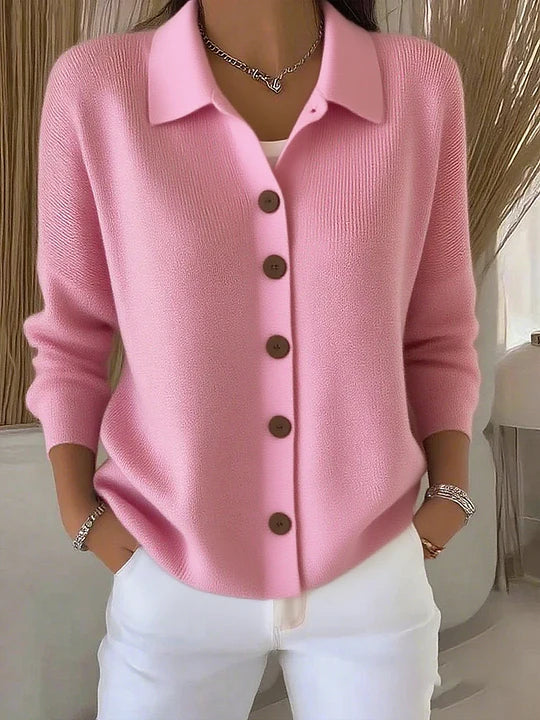 Josephine™ | Knopf-Front Kragen-Cardigan