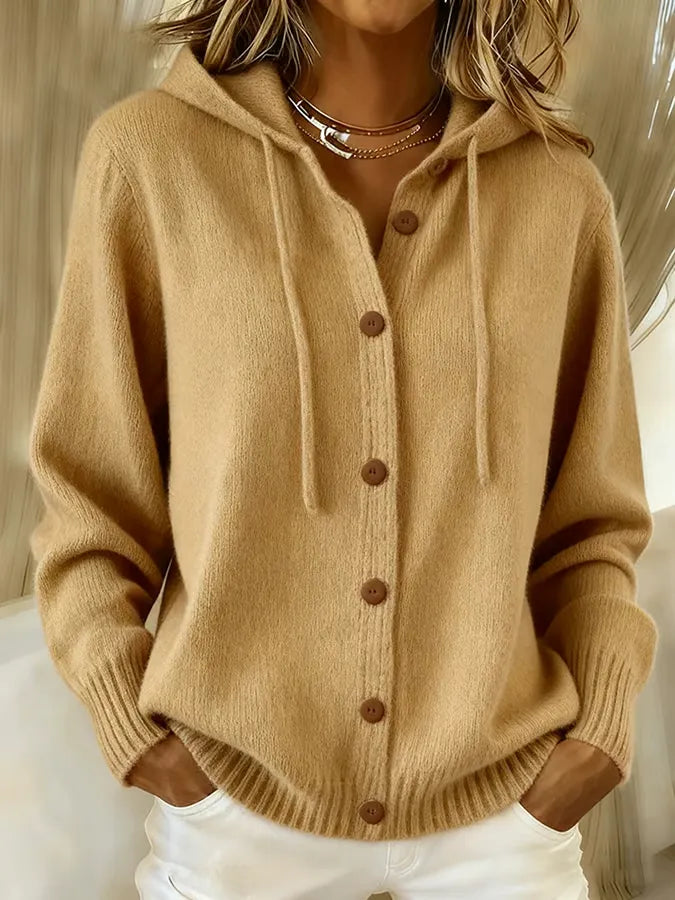 Brenda™ | Kuscheliger Knopf-Cardigan mit Kapuze