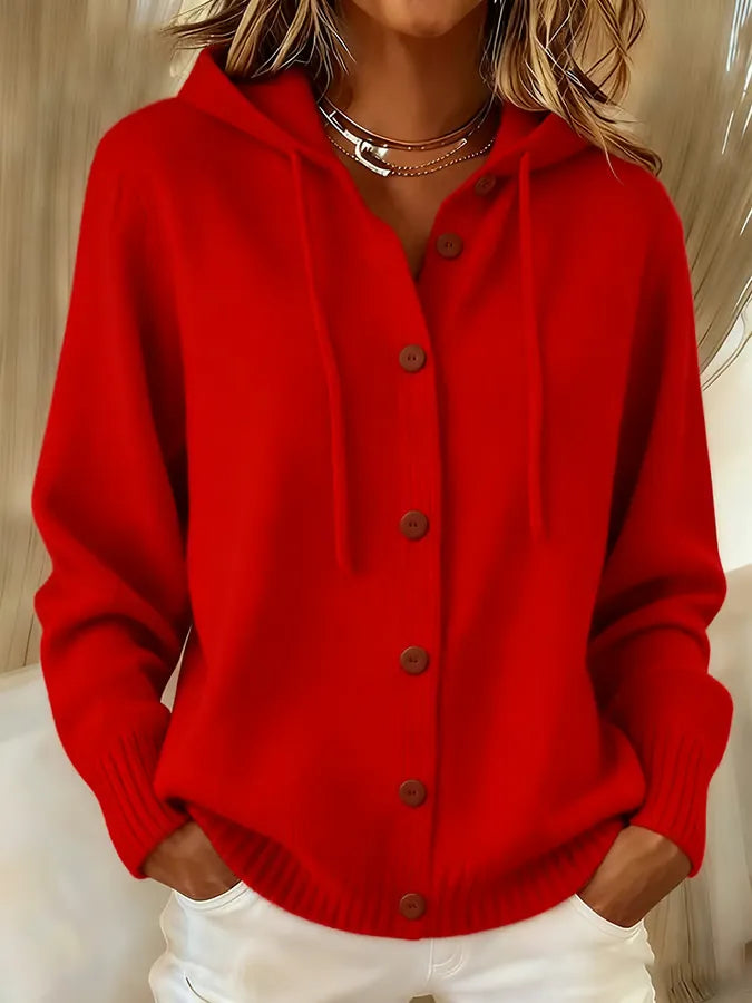 Brenda™ | Kuscheliger Knopf-Cardigan mit Kapuze