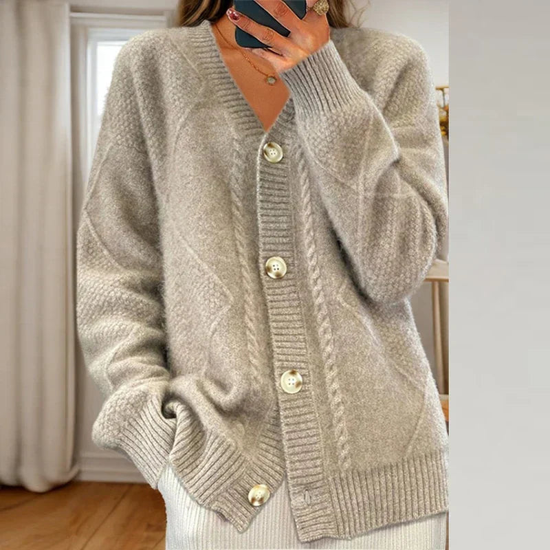 Zopfstrick-Cardigan mit Knöpfen – Klassischer Strick