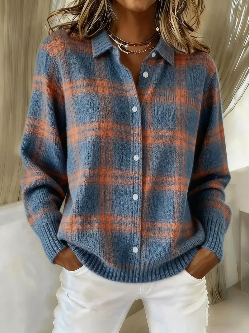 Johanna | Karierte Strickjacke mit Knöpfen