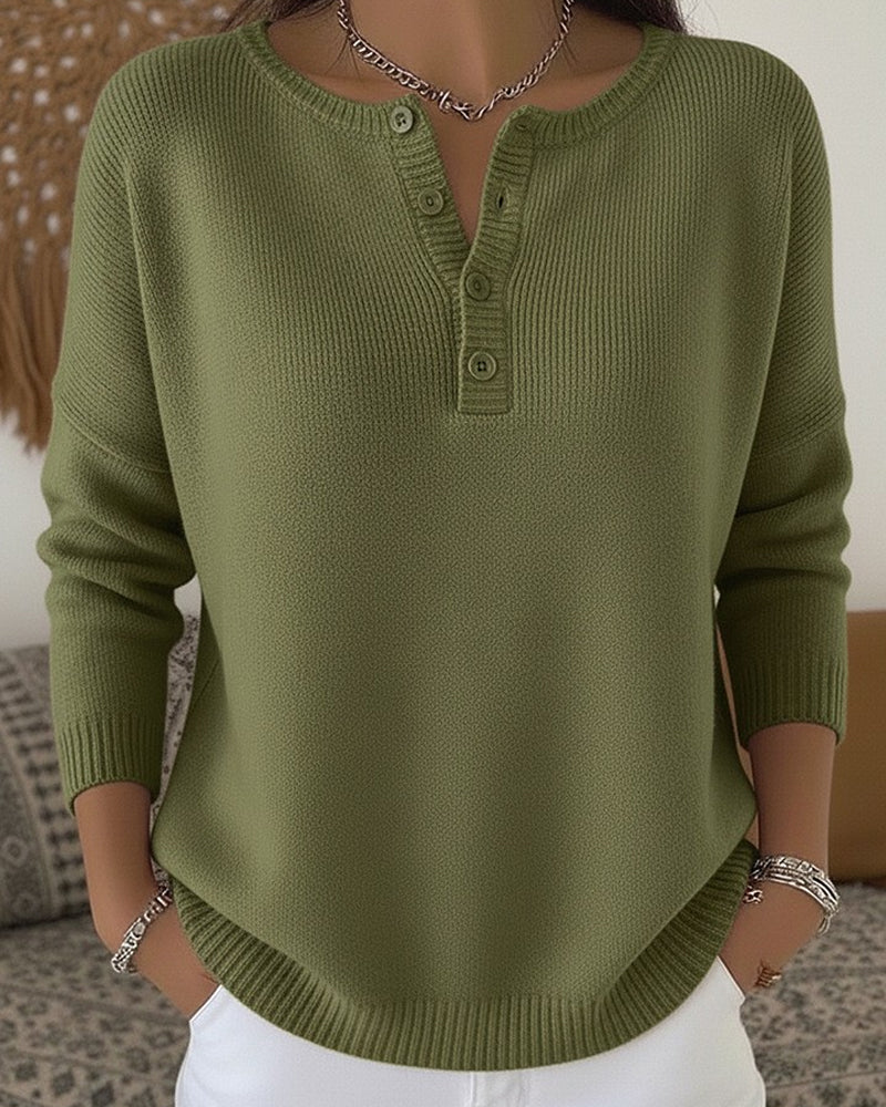 Helena™ | Henley Knopf-Oben Strickpullover
