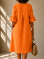 Mathilde | Knopfkleid mit V-Ausschnitt