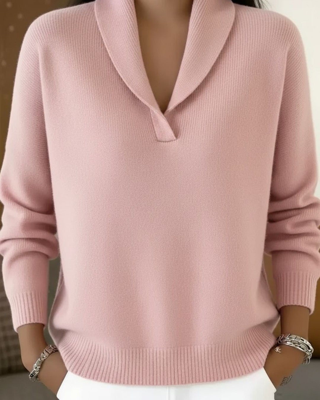 Brigitte | Pullover mit Schalkragen – Rosa