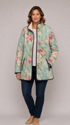 Carys | Retro-Steppjacke mit Blumenmuster