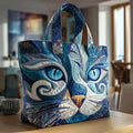 Blaue Katzen-Quilt-Tasche