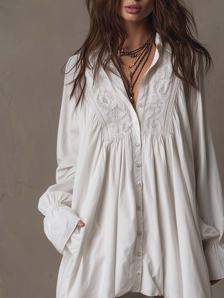 Lucia | Spitzen-Detail Hemdkleid