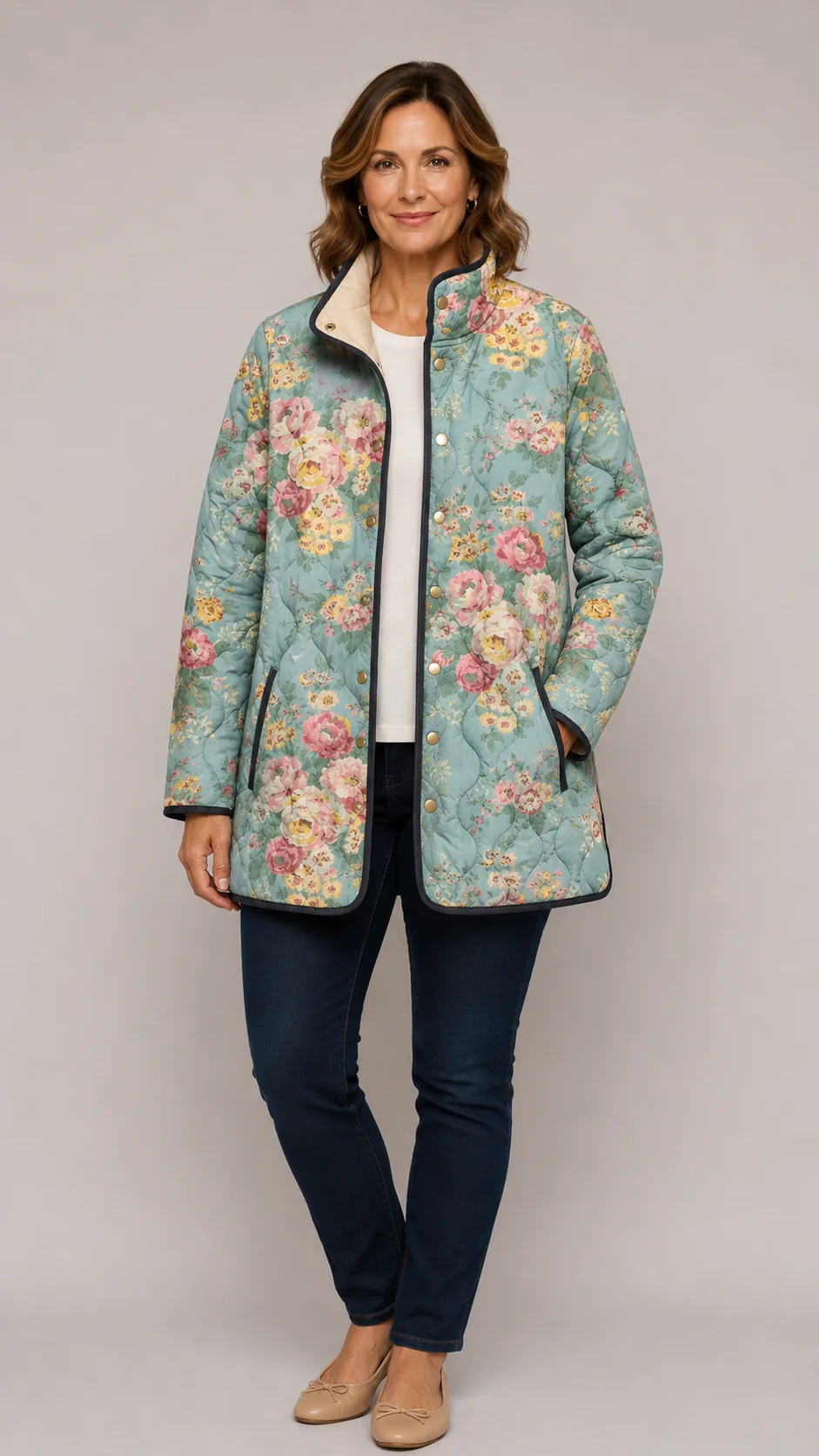 Elara | Steppjacke mit Blumenmuster