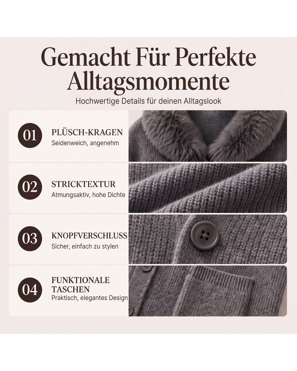 Hedwig | Strickjacke mit Kunstfellkragen – Infografik 2