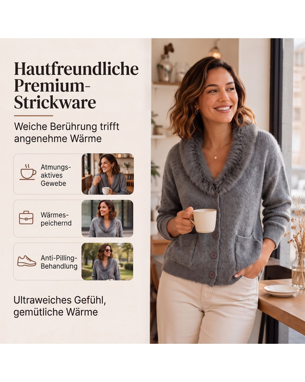 Hedwig | Strickjacke mit Kunstfellkragen – Infografik 4