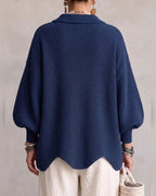 Erika | Oversize-Strickjacke mit goldenen Knöpfen, Rückansicht