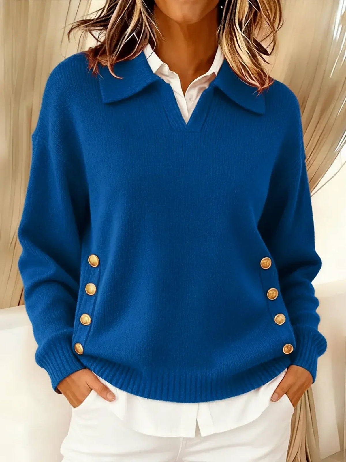 Vynette™ | V-Ausschnitt Pullover mit Kragen