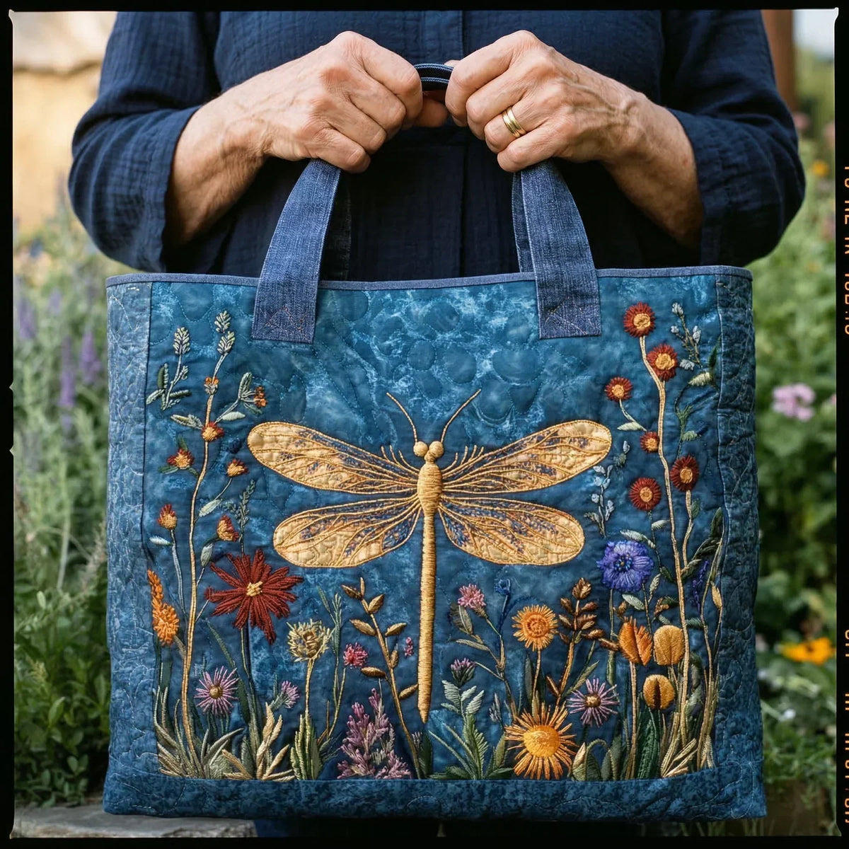 Libellen-Quilted Tote Bag