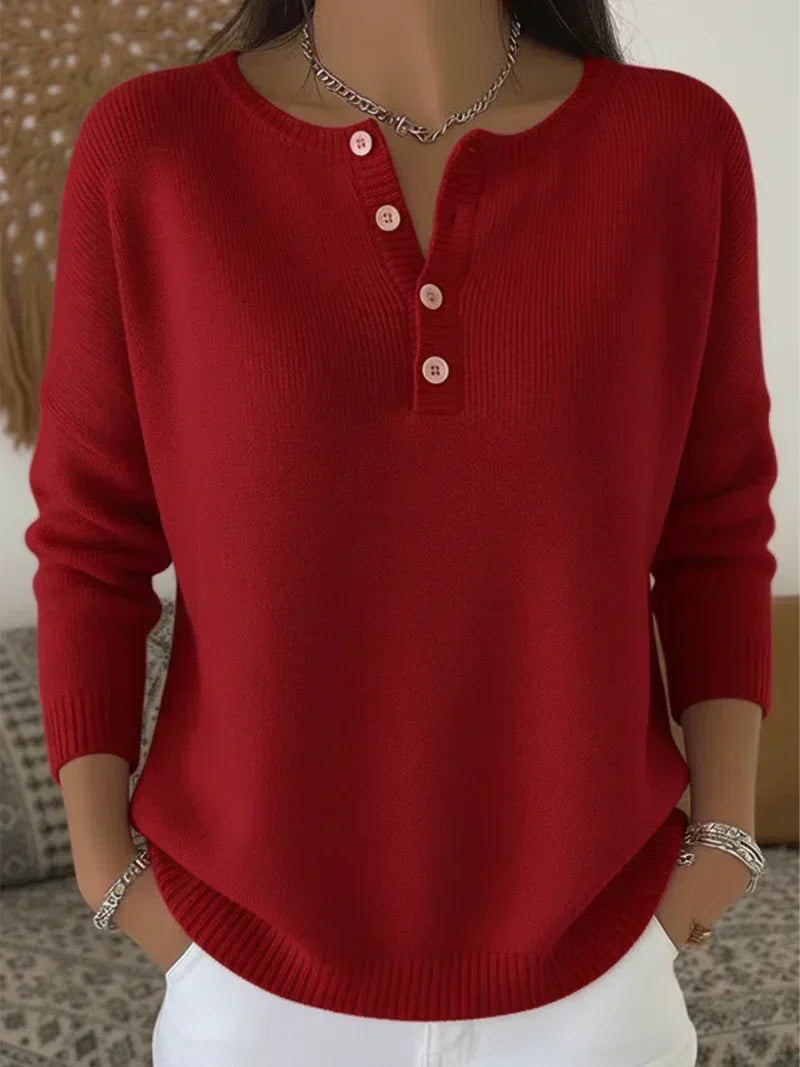 Helena™ | Henley Knopf-Oben Strickpullover