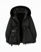 Helene | Winterparka mit Fellkapuze – Schwarz