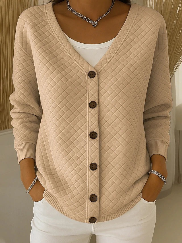 Ilse | Steppstrick-Jacke mit Knöpfen – Sand
