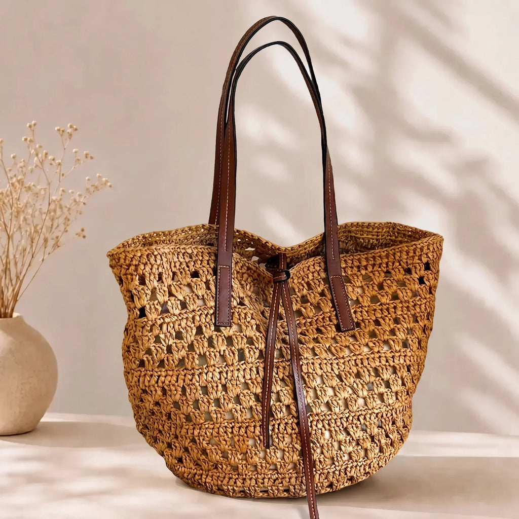 Leyla | Handgewebte Strohtasche