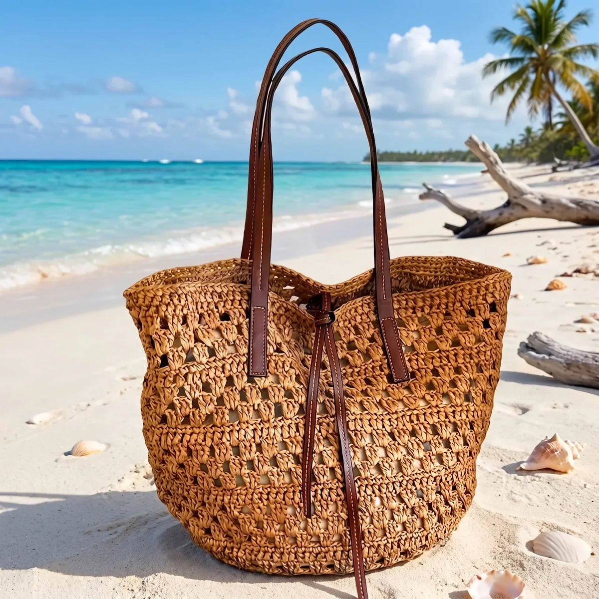 Leyla | Handgewebte Strohtasche