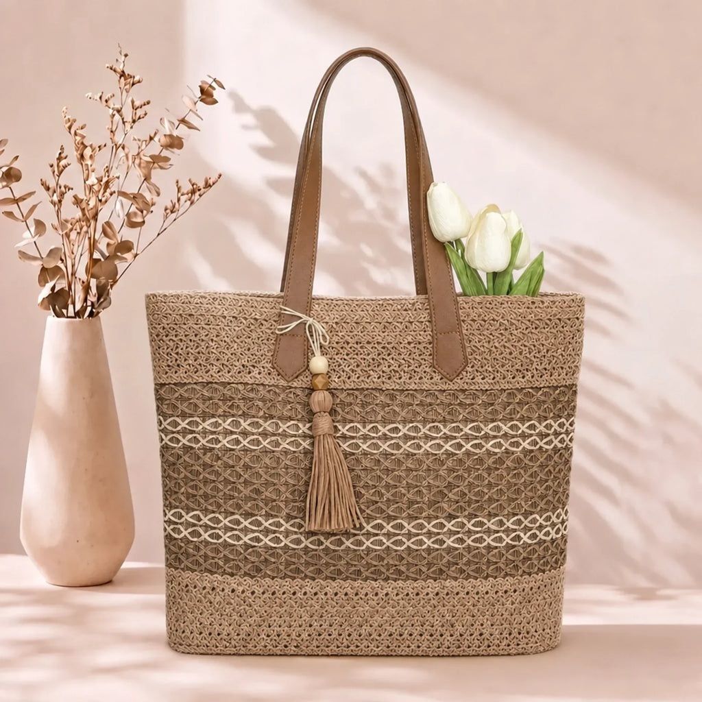 Mira | Boho Quasten Strohtasche