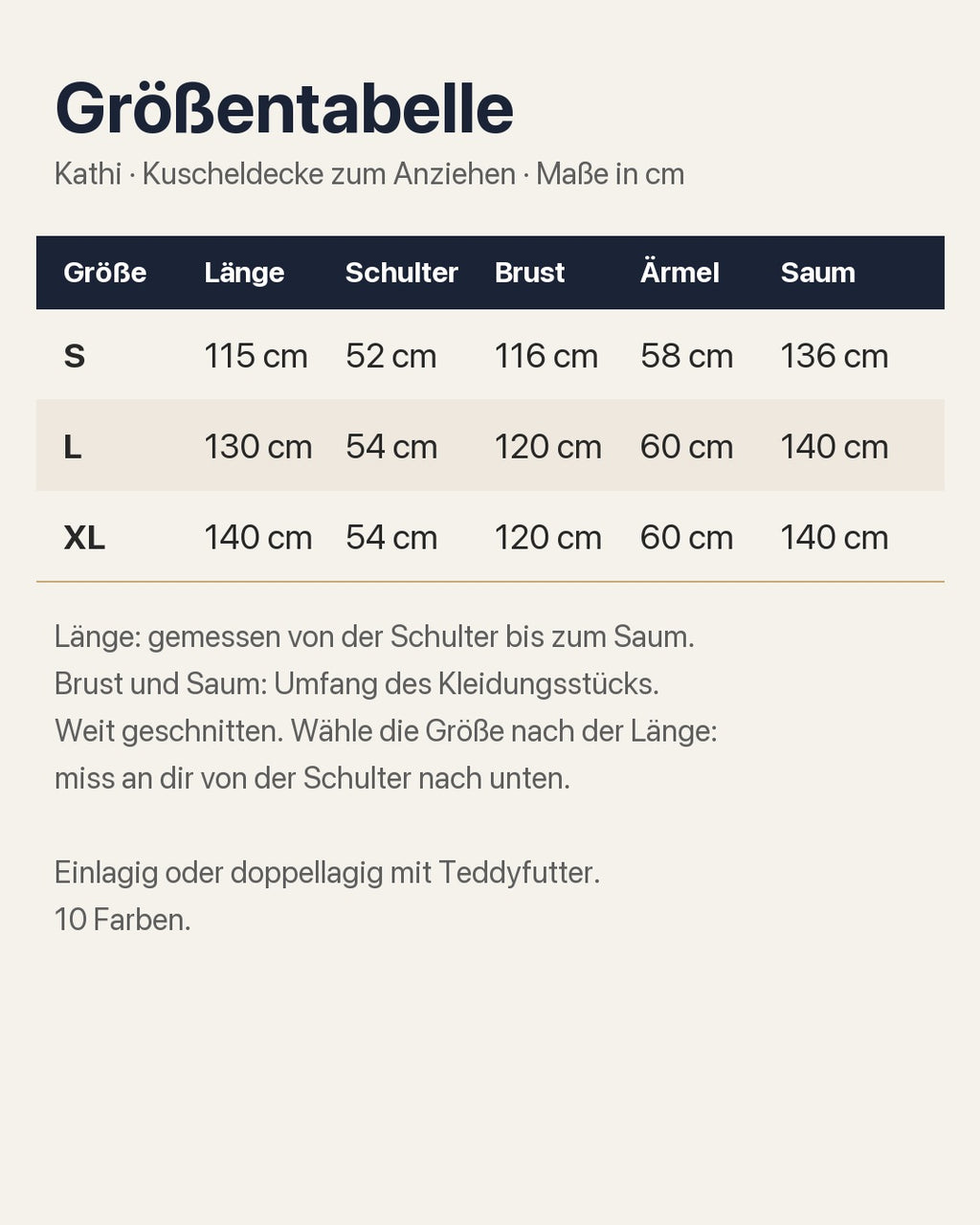 Kathi | Kuscheldecke zum Anziehen mit Taschen – Infografik 2
